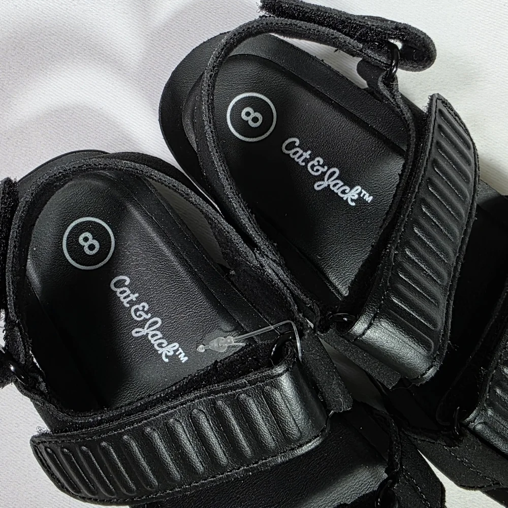 Cat & Jack Toddler Sandals Size 8 Black Sport Hook & Loop Unisex Kids